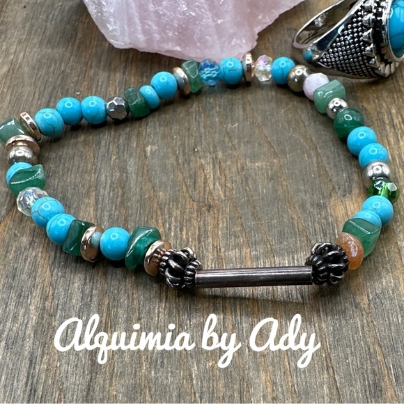 Arizona turquoise charms beaded bracelet western style - Picture 1 of 1